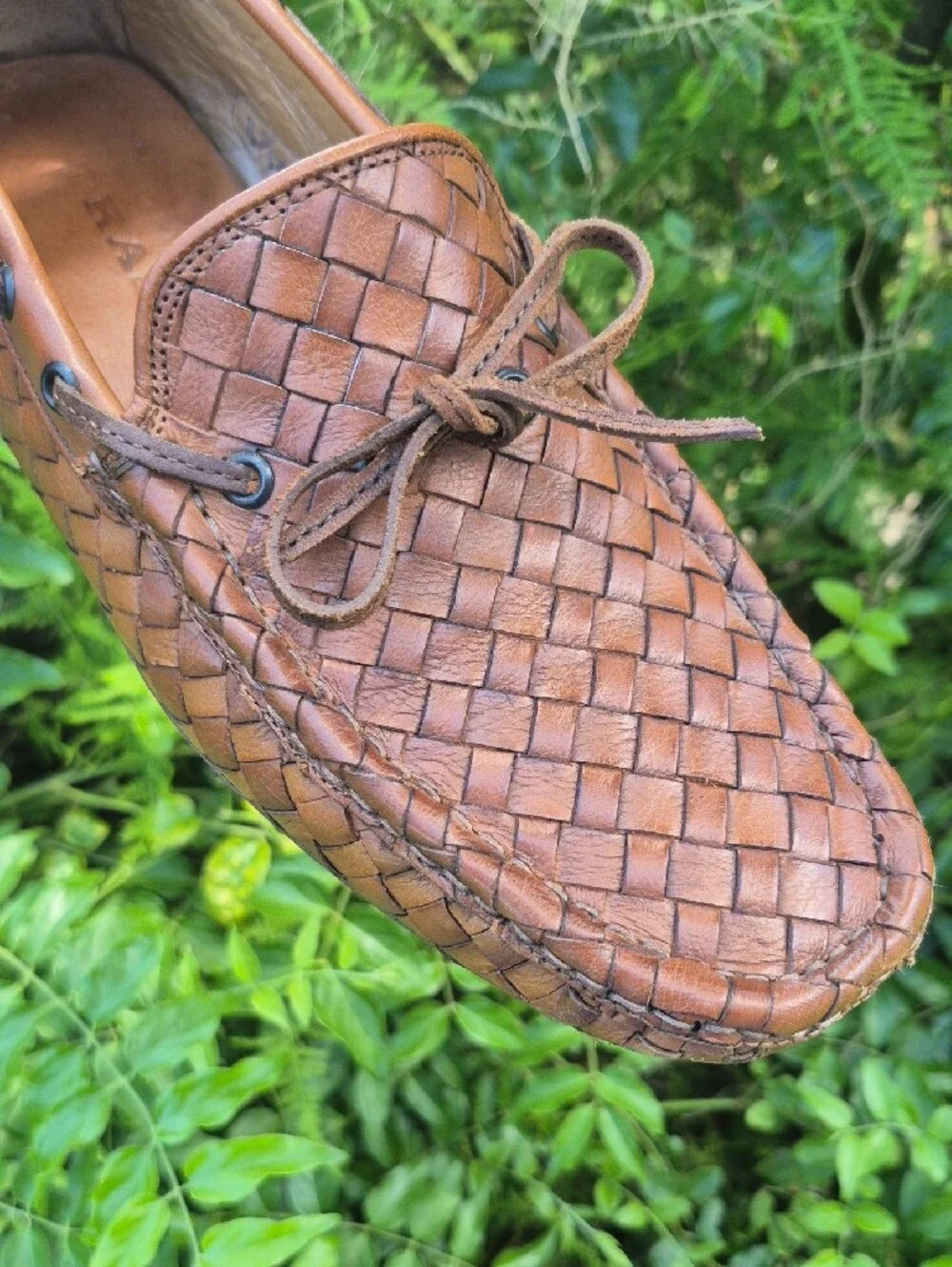 Trask (Italy) Men's Woven Genuine Leather Luxury Driving Loafers *VIBRAM SOLE*